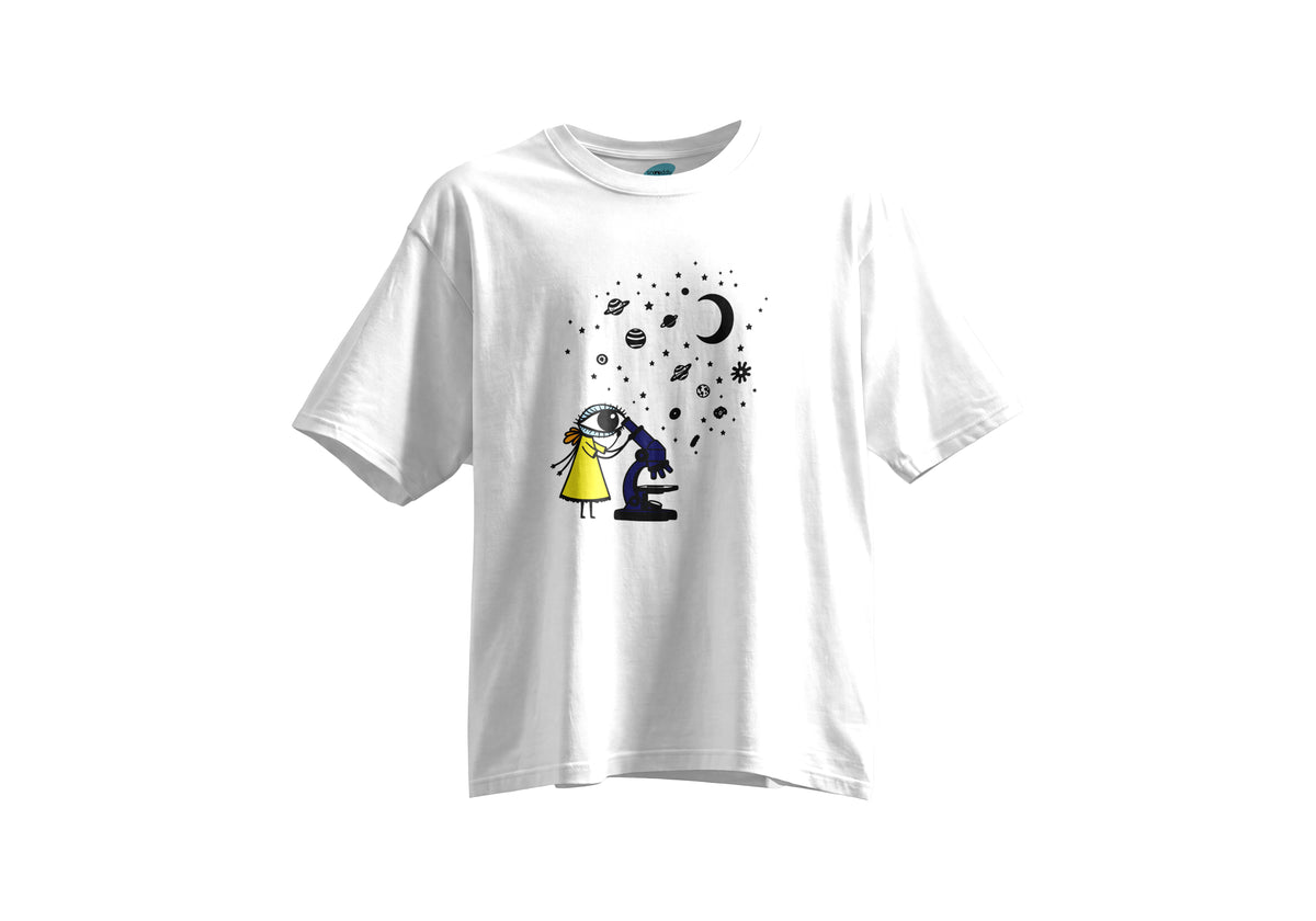 Microscopic Cosmos - Kısa Kollu Beyaz Regular T- Shirt